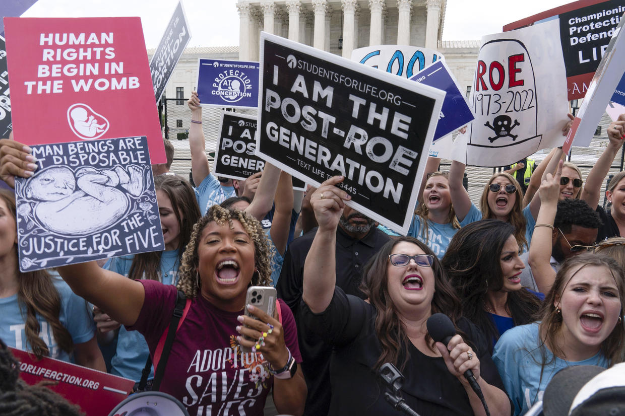 Demonstrators gather outside the Supreme Court in Washington, Friday, June 24, 2022. The Supreme Court has ended constitutional protections for abortion that had been in place nearly 50 years, a decision by its conservative majority to overturn the court's landmark abortion cases. JOSE LUIS MAGANA / AP